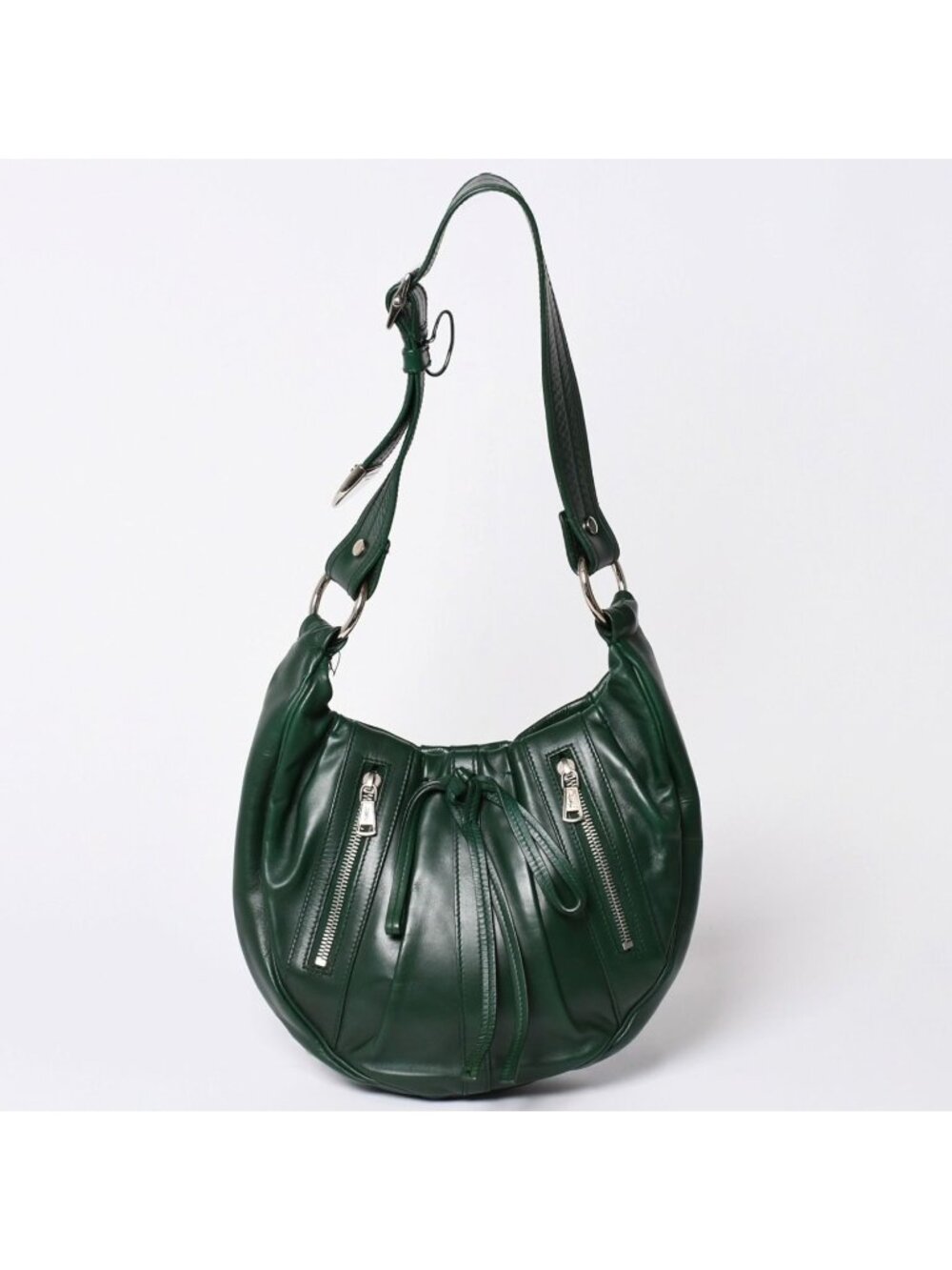 Saint Laurent Rive Gauche Leather Hobo Shoulder Bag Tom Ford Era Green Pleated